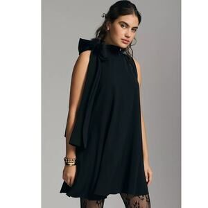 New Anthropologie Black Halo Eve Sleeveless Mock-Neck Dress $399 MEDIUM Black